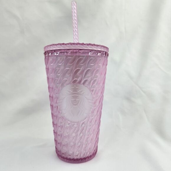 🔹️NWT Starbucks 2024 Pink Matte Chain Link Cold Drink w/Straw 16oz Tumbler - Picture 4 of 12